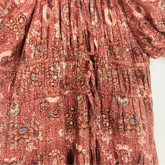 Ulla Johnson Juniper ruched floral 2022 mini dress in orange brown. Size 4 - Picture 6 of 11